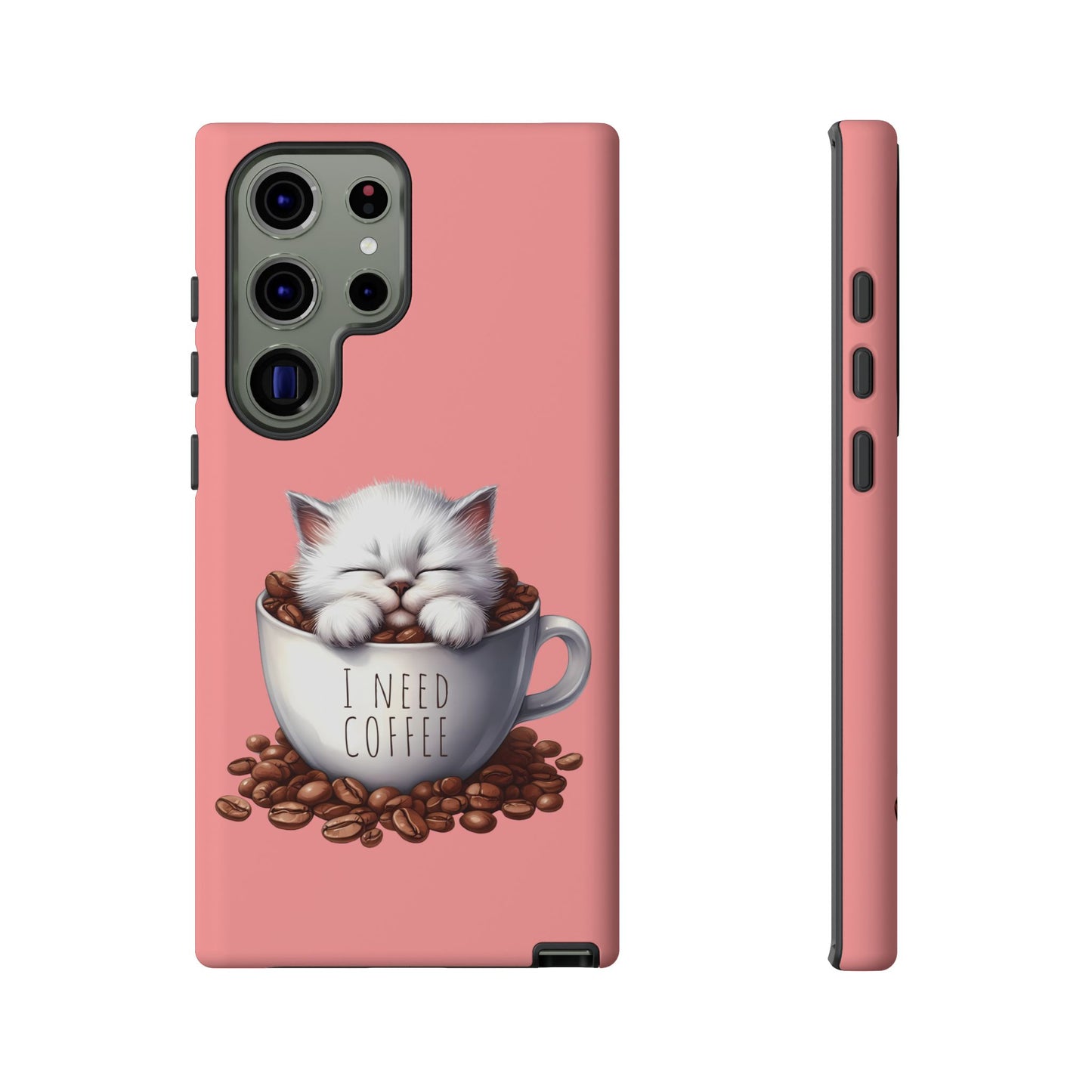 I NEED COFFEE - pink - Dual Layer Case, soft case hard shell for Samsung Galaxy S24 to S22