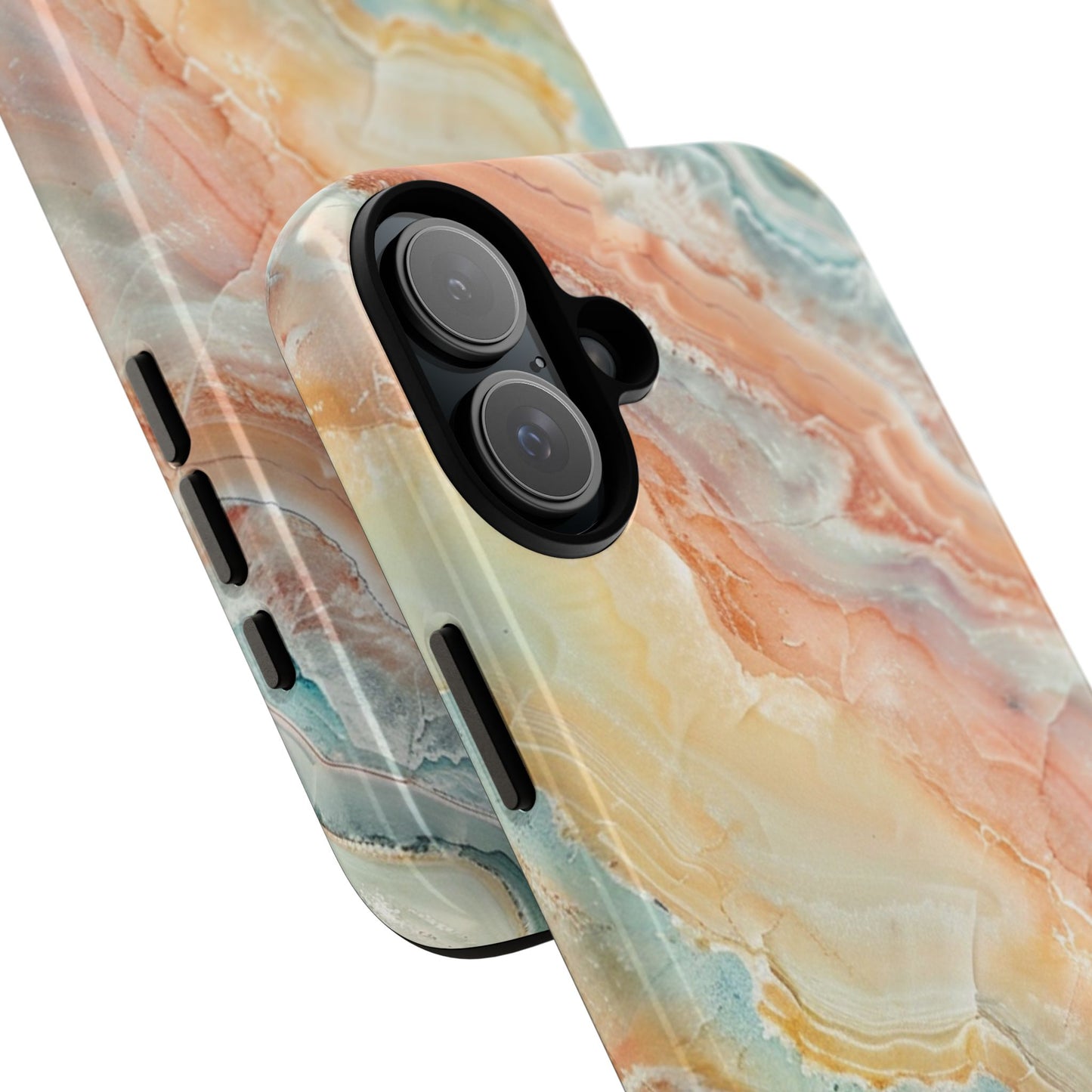 Orange Pastel Marble - Tough Cases With Soft Lining For iPhone 16 to 14