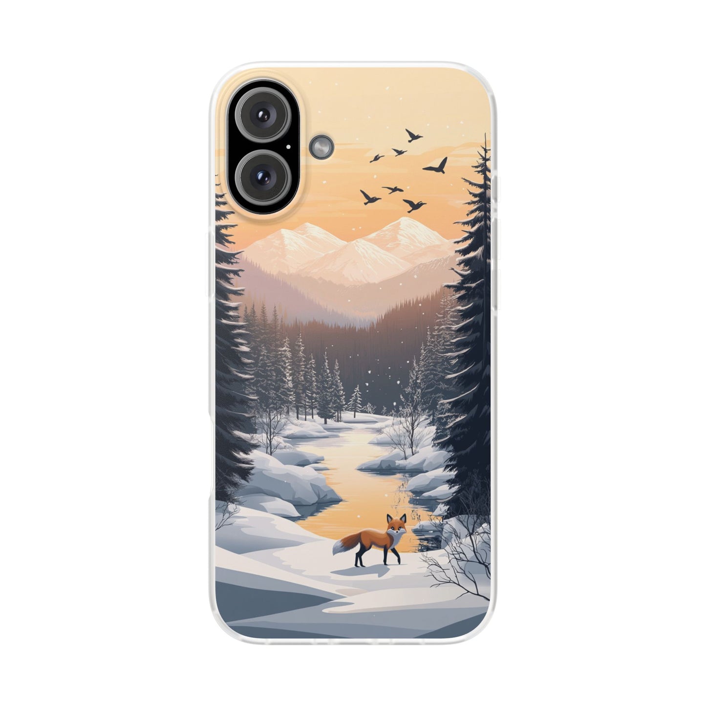 Warm Winter Cute Fox Minimal - Flexi Case For iphone 16, iphone 15, iphone 14, all models