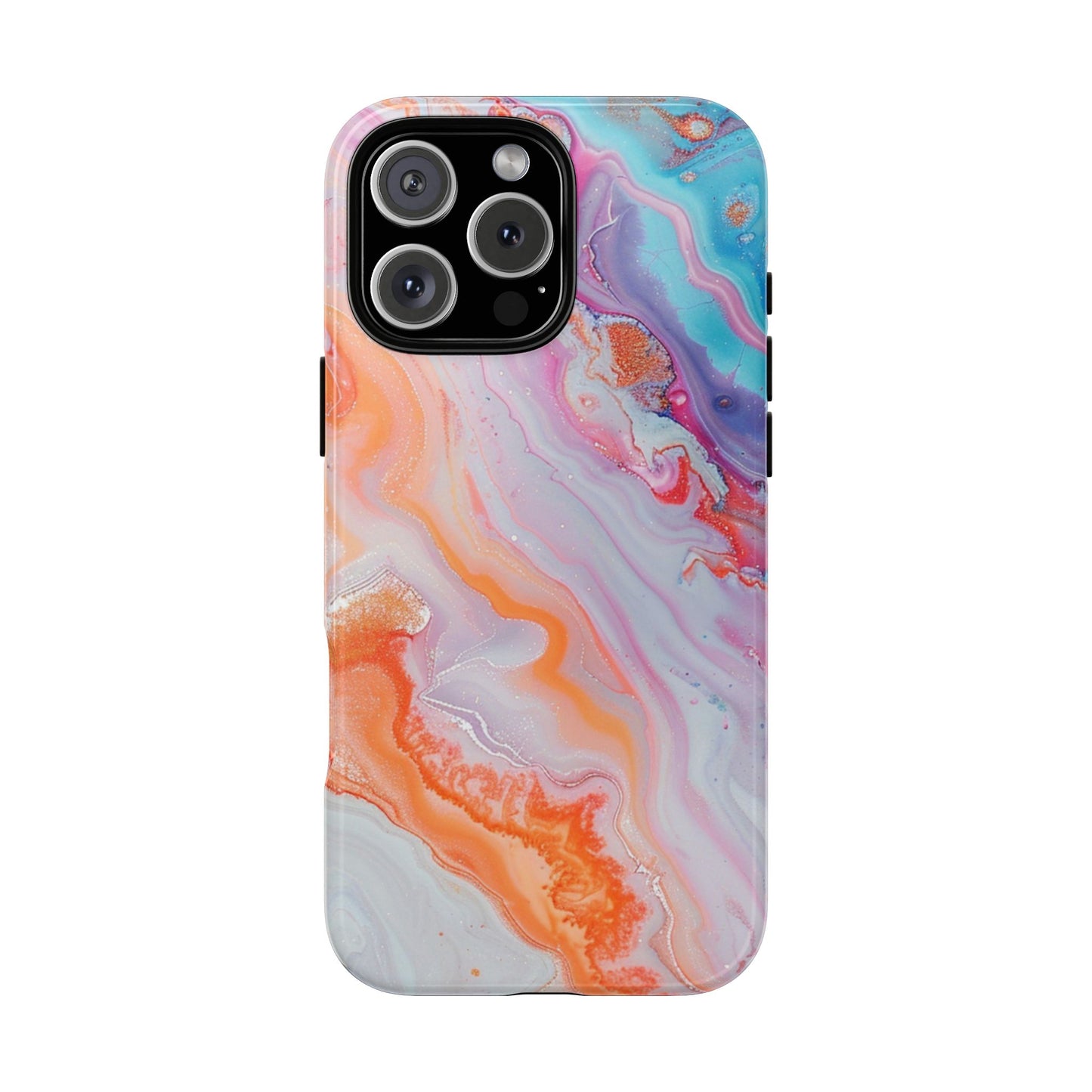 Crazy Orange Marble - Tough Cases With Soft Lining For iPhone 16 to 14