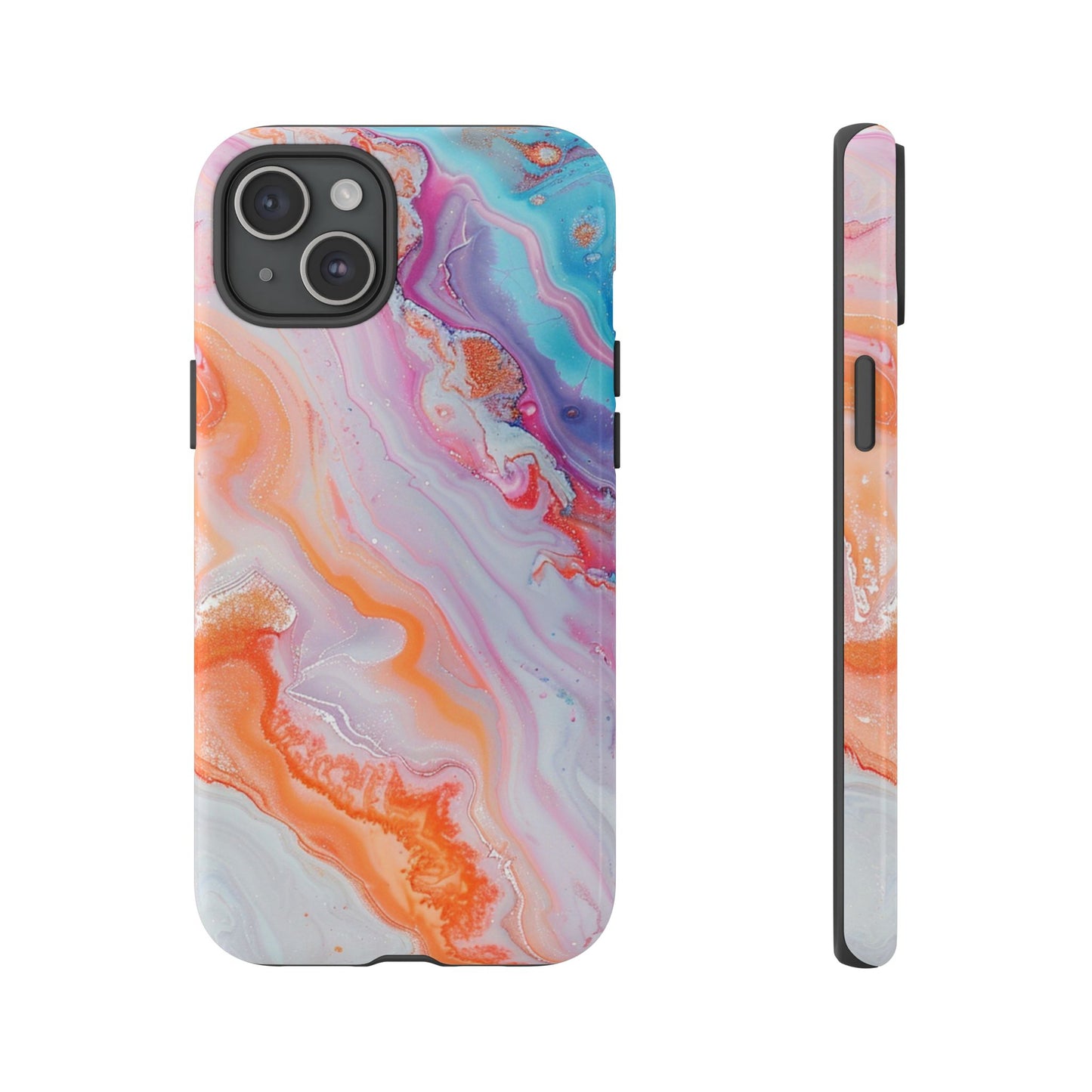 Crazy Orange Marble - Tough Cases With Soft Lining For iPhone 16 to 14