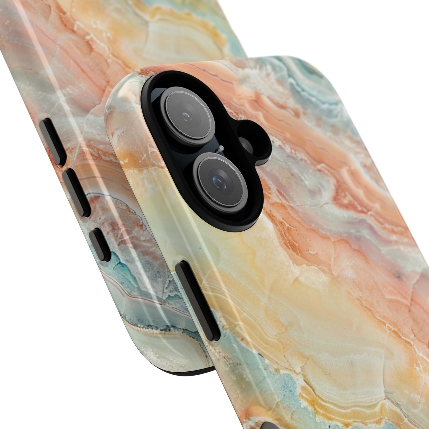 Orange Pastel Marble - Tough Cases With Soft Lining For iPhone 16 to 14