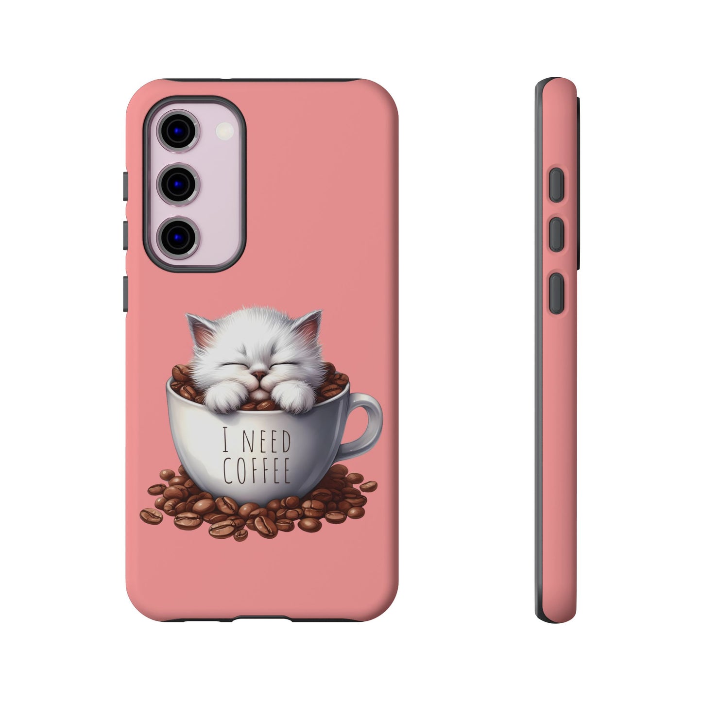 I NEED COFFEE - pink - Dual Layer Case, soft case hard shell for Samsung Galaxy S24 to S22