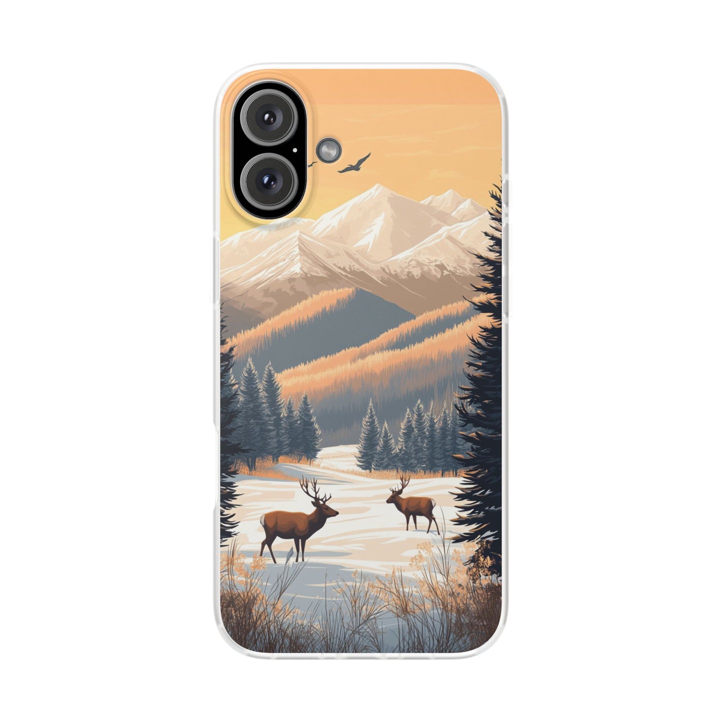 Warm Winter Mountains Minimal 2 - Flexi Case For iphone 16, iphone 15, iphone 14, all models