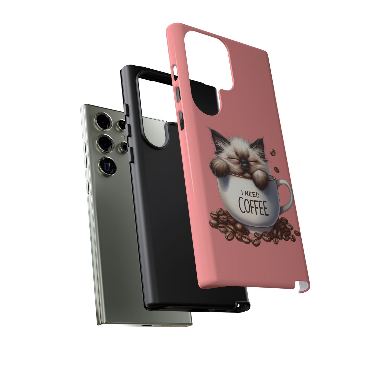 I NEED COFFEE 3 - pink - Dual Layer Case, soft case hard shell for Samsung Galaxy S24 to S22