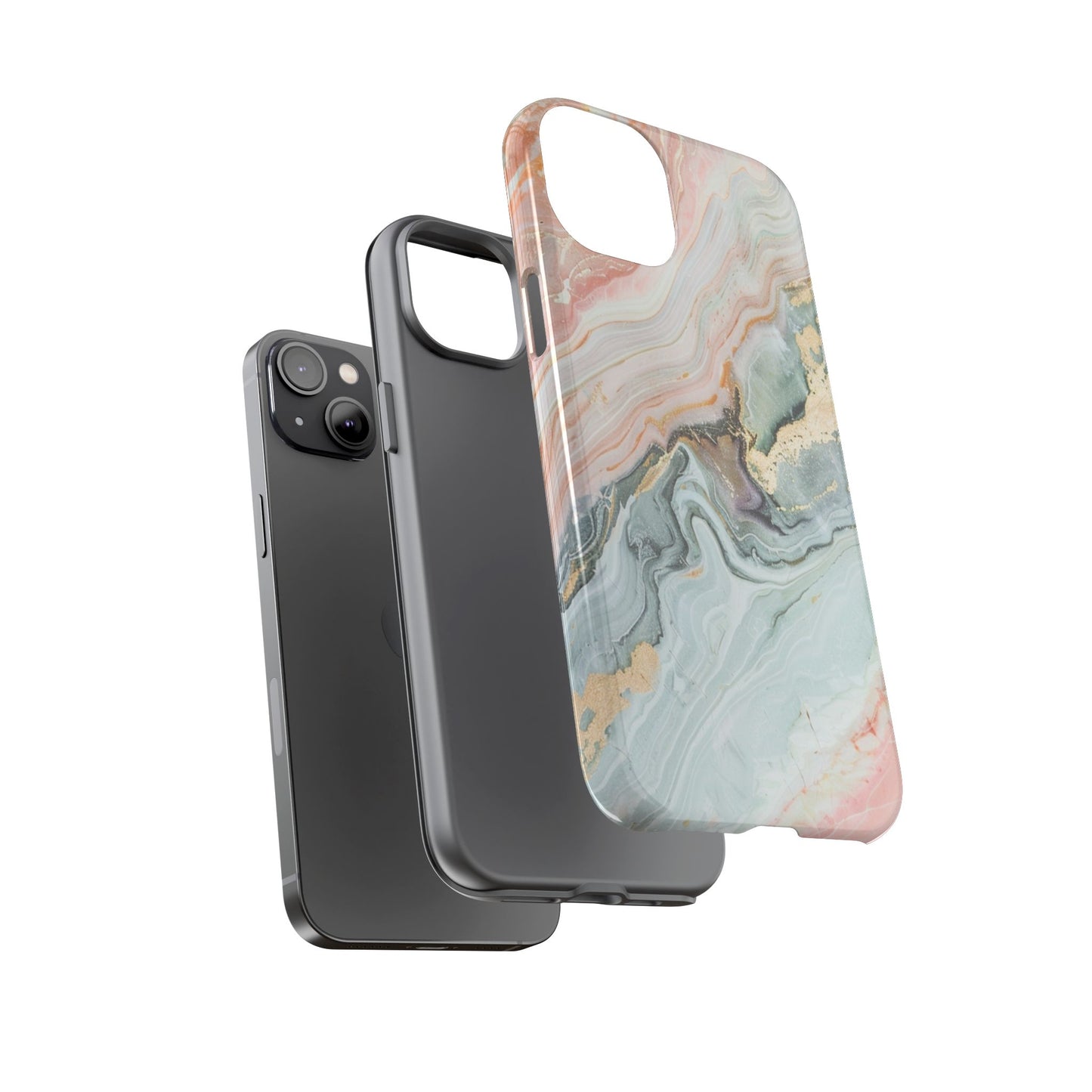 Pink Gold Marble - Tough Cases With Soft Lining For iPhone 16 to 14