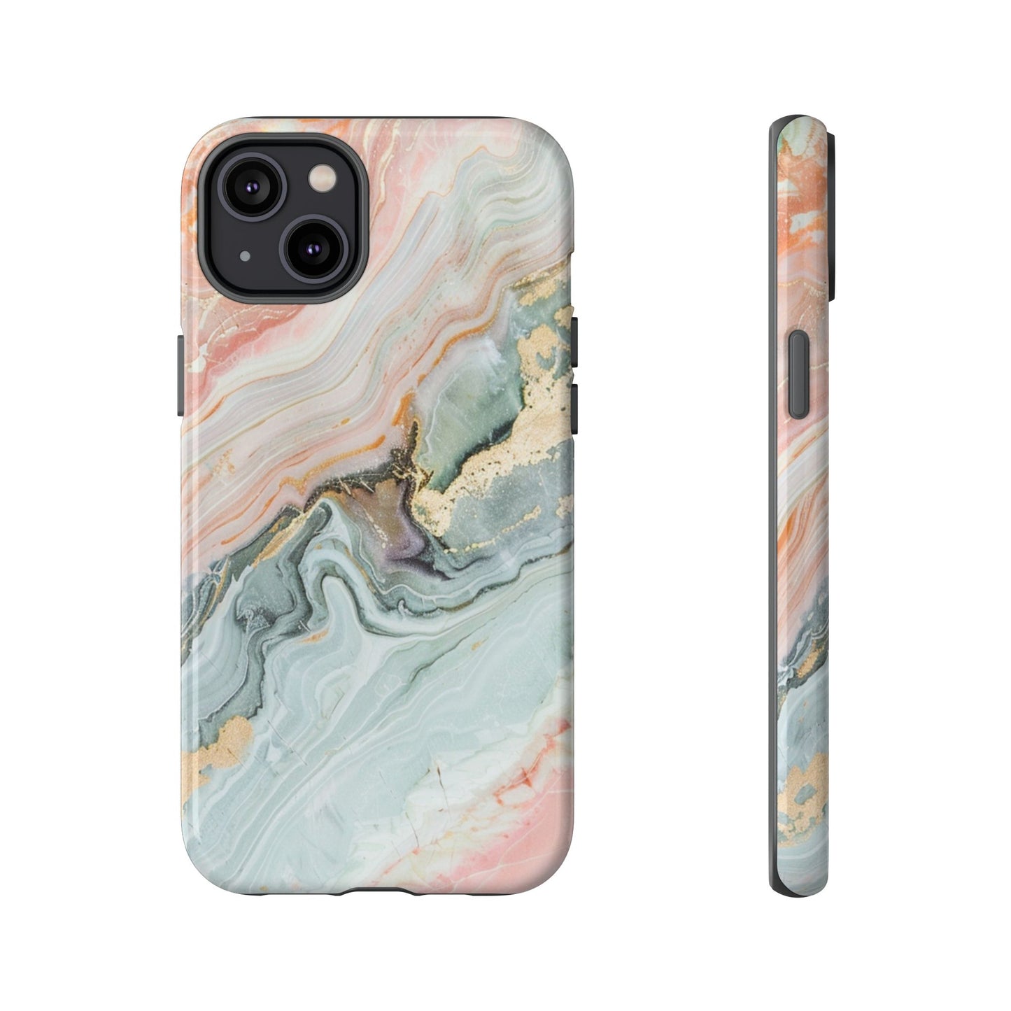 Pink Gold Marble - Tough Cases With Soft Lining For iPhone 16 to 14