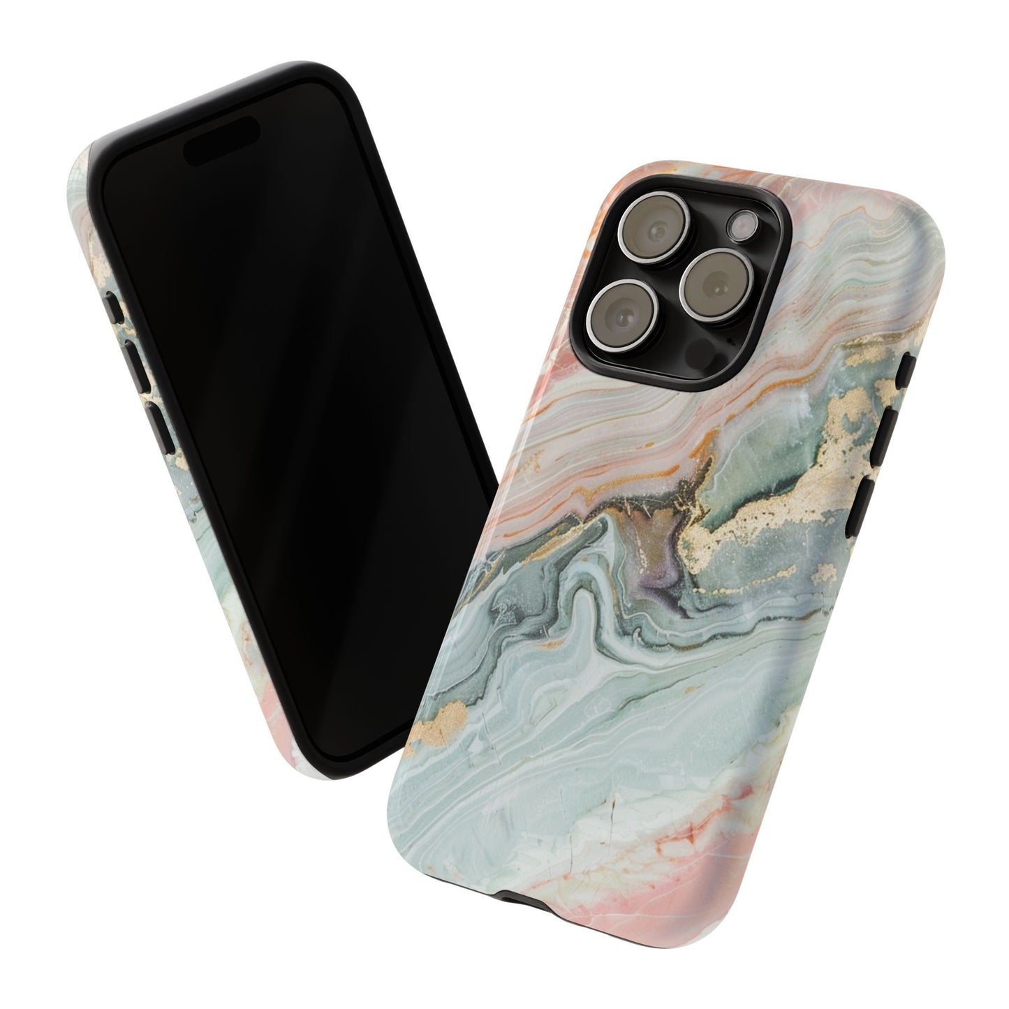 Pink Gold Marble - Tough Cases With Soft Lining For iPhone 16 to 14