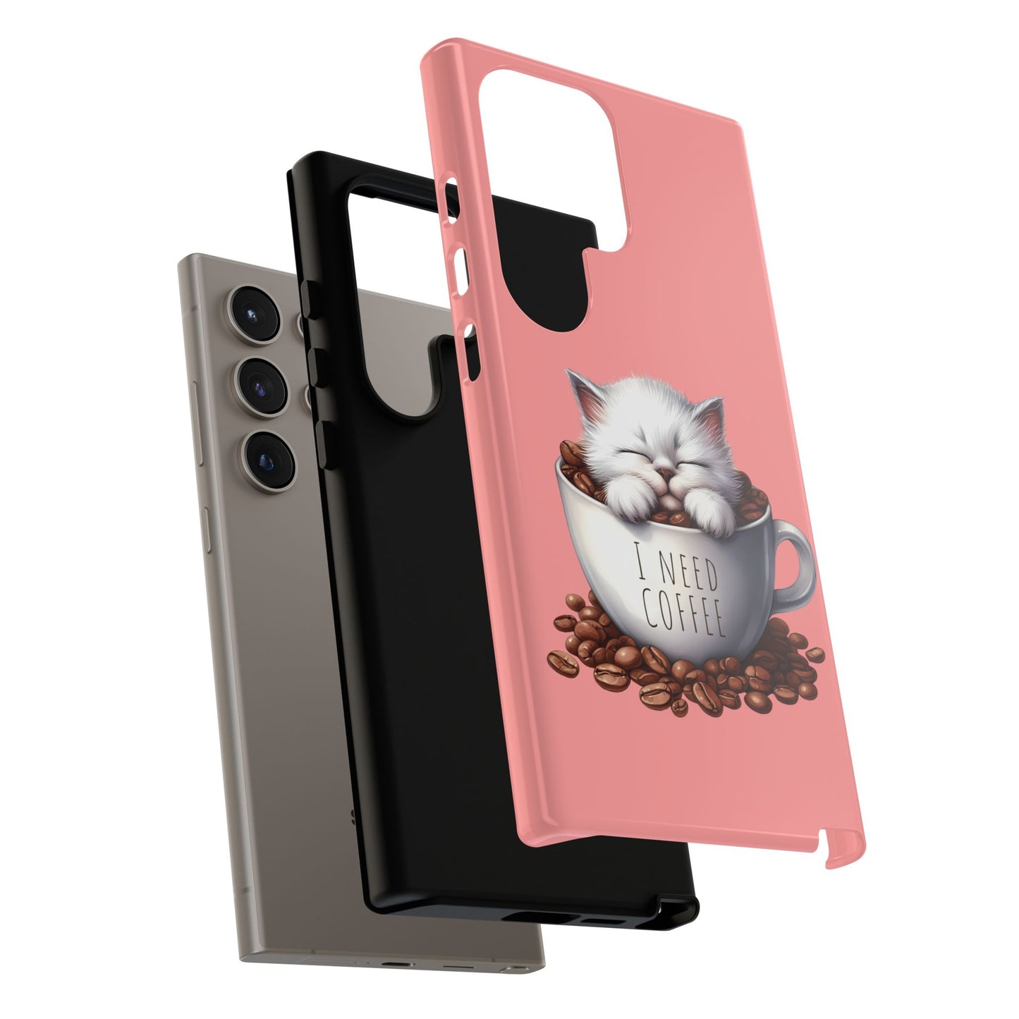 I NEED COFFEE - pink - Dual Layer Case, soft case hard shell for Samsung Galaxy S24 to S22