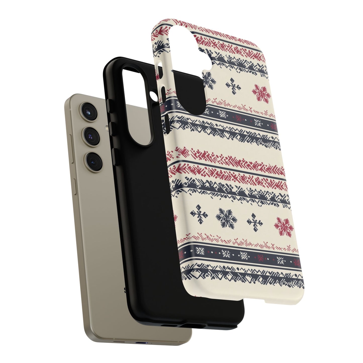 Traditional Winter Pattern - Dual Layer Case, soft case hard shell for Samsung Galaxy S24 to S22