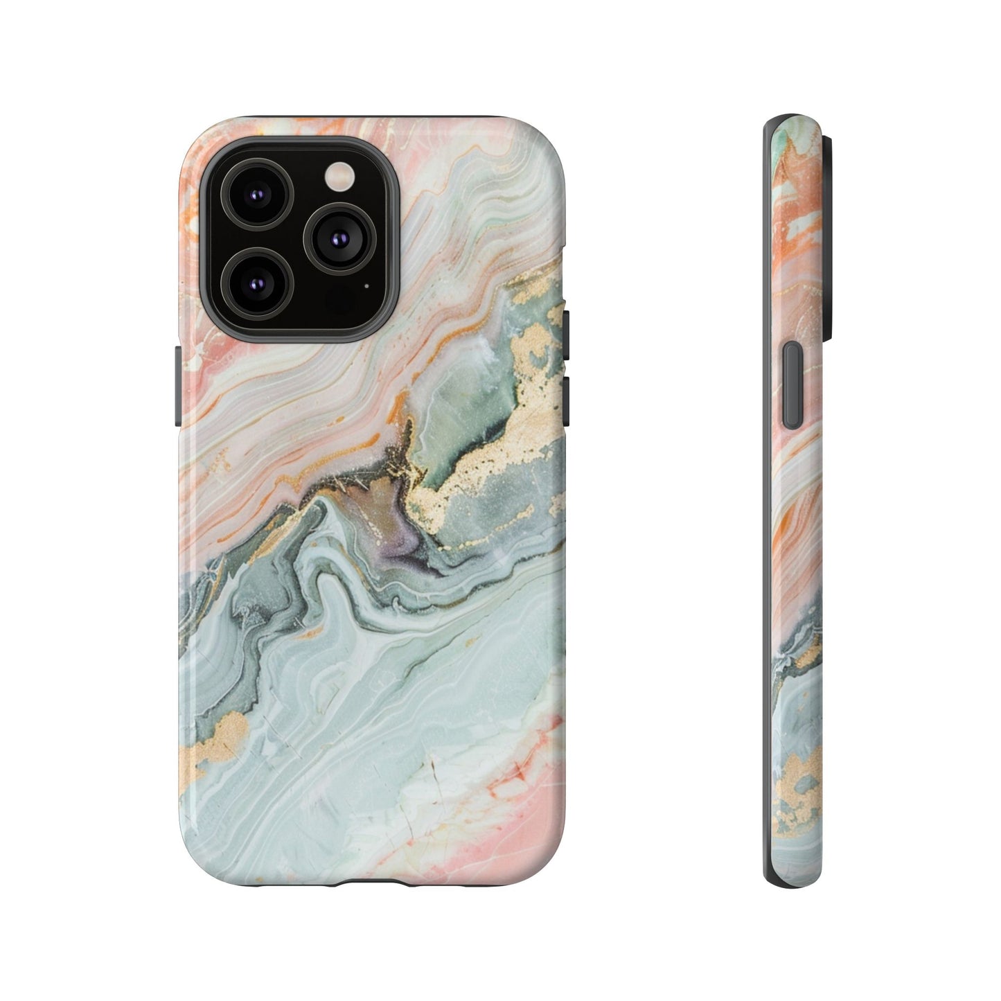 Pink Gold Marble - Tough Cases With Soft Lining For iPhone 16 to 14