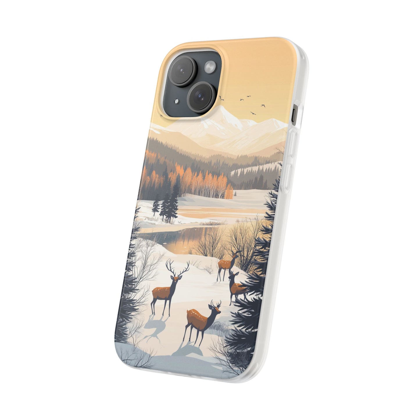 Warm Winter Mountains Minimal 1 - Flexi Case For iphone 16, iphone 15, iphone 14, all models