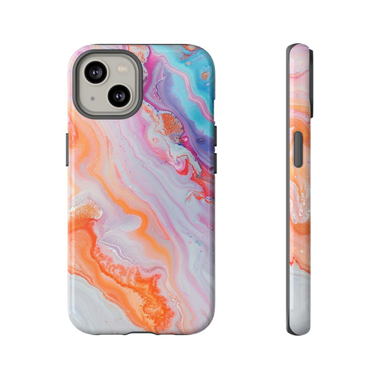 Crazy Orange Marble - Tough Cases With Soft Lining For iPhone 16 to 14