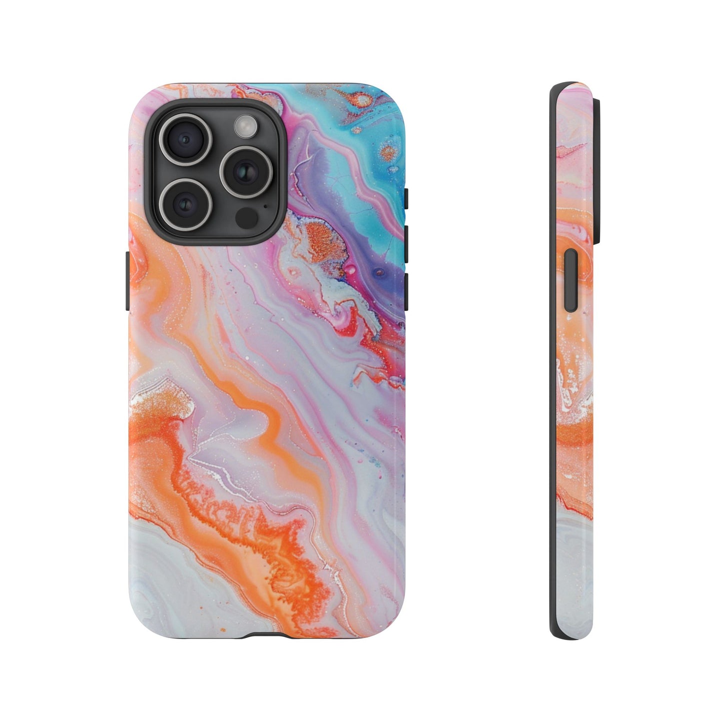 Crazy Orange Marble - Tough Cases With Soft Lining For iPhone 16 to 14