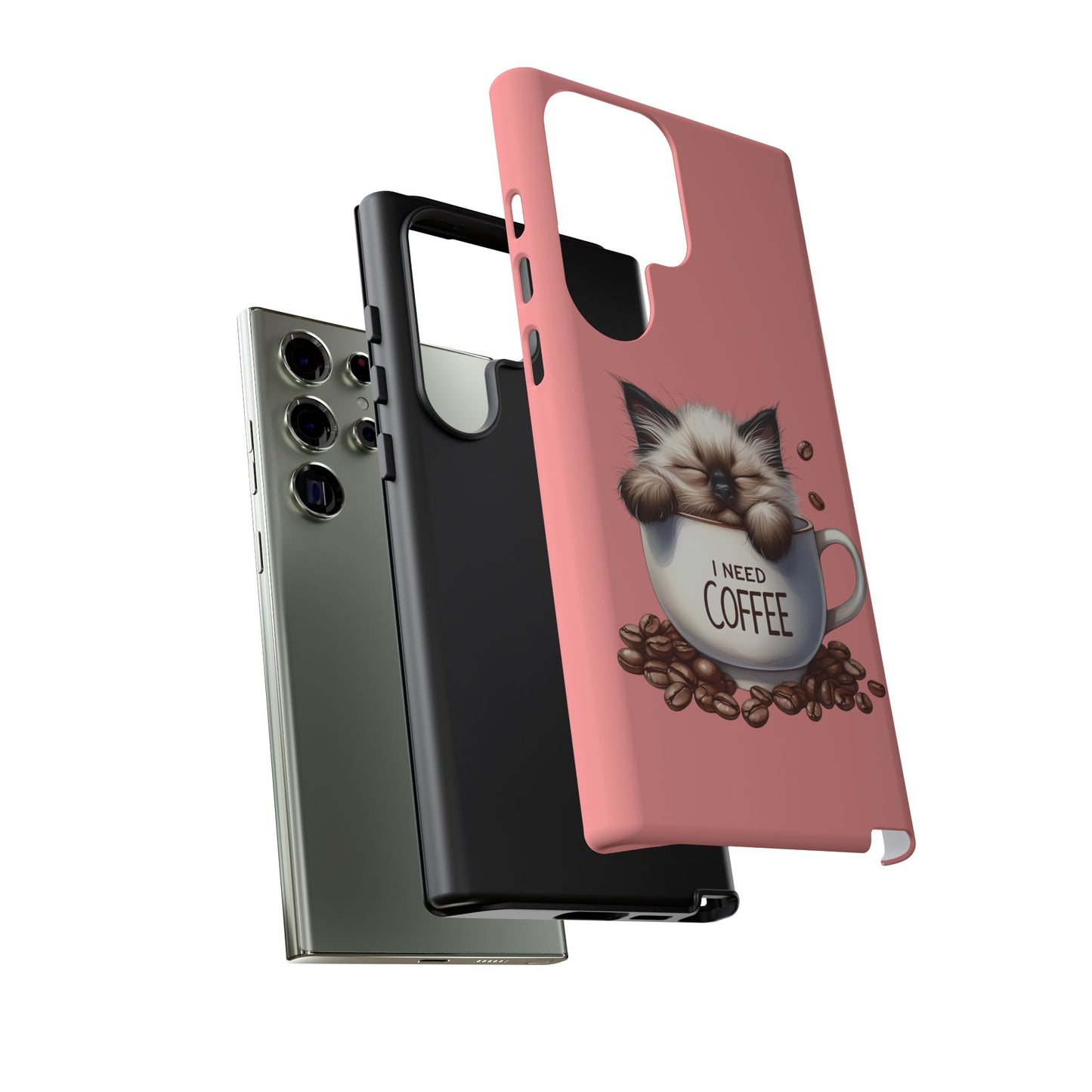 I NEED COFFEE 3 - pink - Dual Layer Case, soft case hard shell for Samsung Galaxy S24 to S22