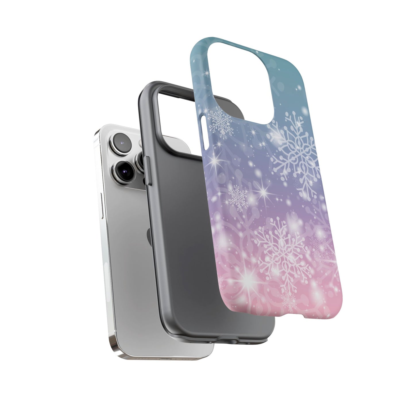 Snowflakes - Dual Layer Case, soft case hard shell for iPhone 16/15/14