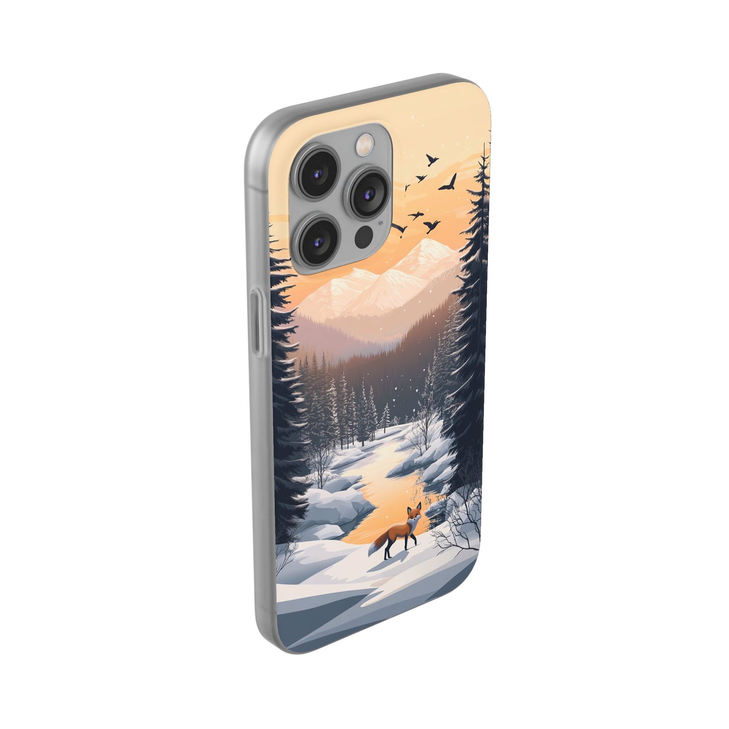 Warm Winter Cute Fox Minimal - Flexi Case For iphone 16, iphone 15, iphone 14, all models