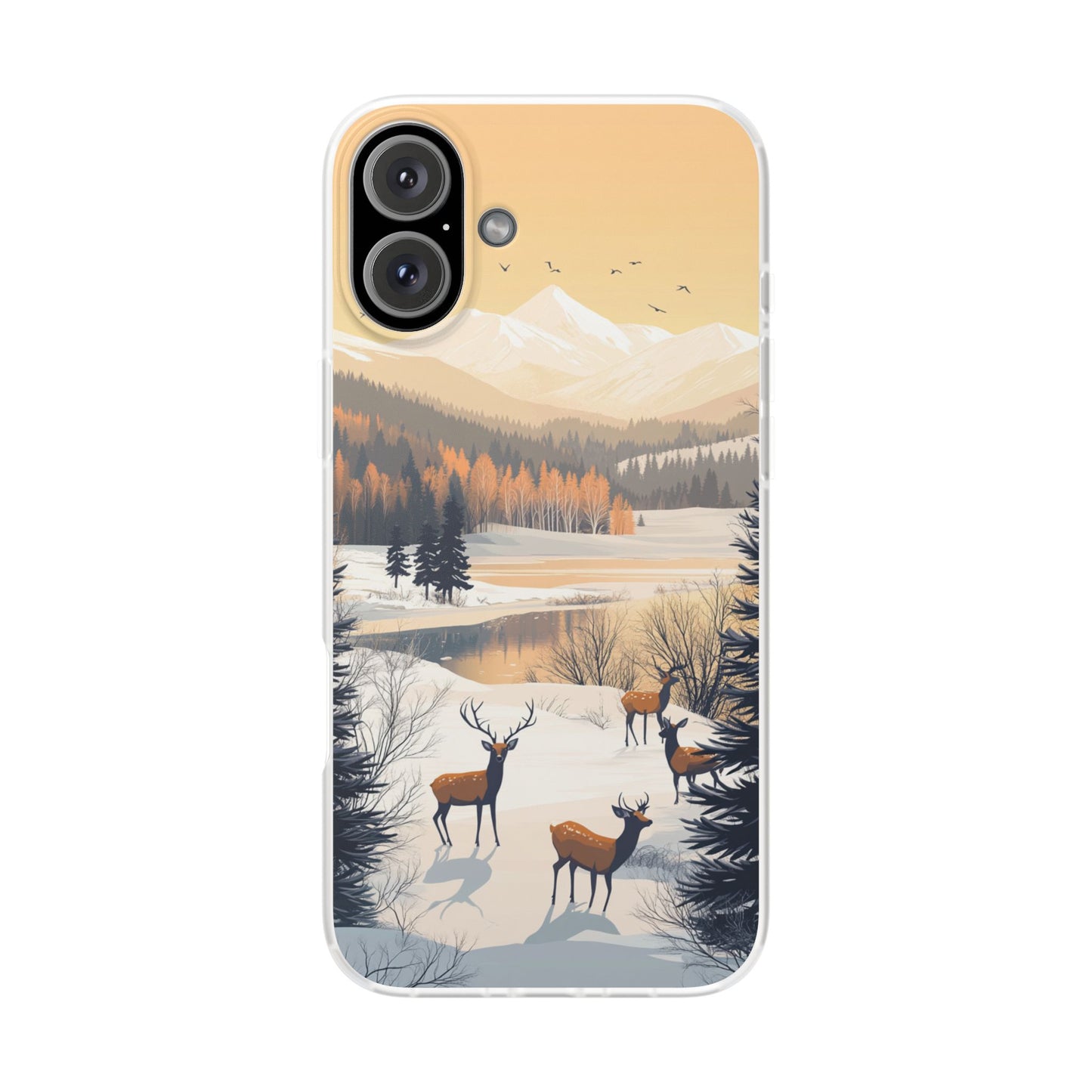 Warm Winter Mountains Minimal 1 - Flexi Case For iphone 16, iphone 15, iphone 14, all models