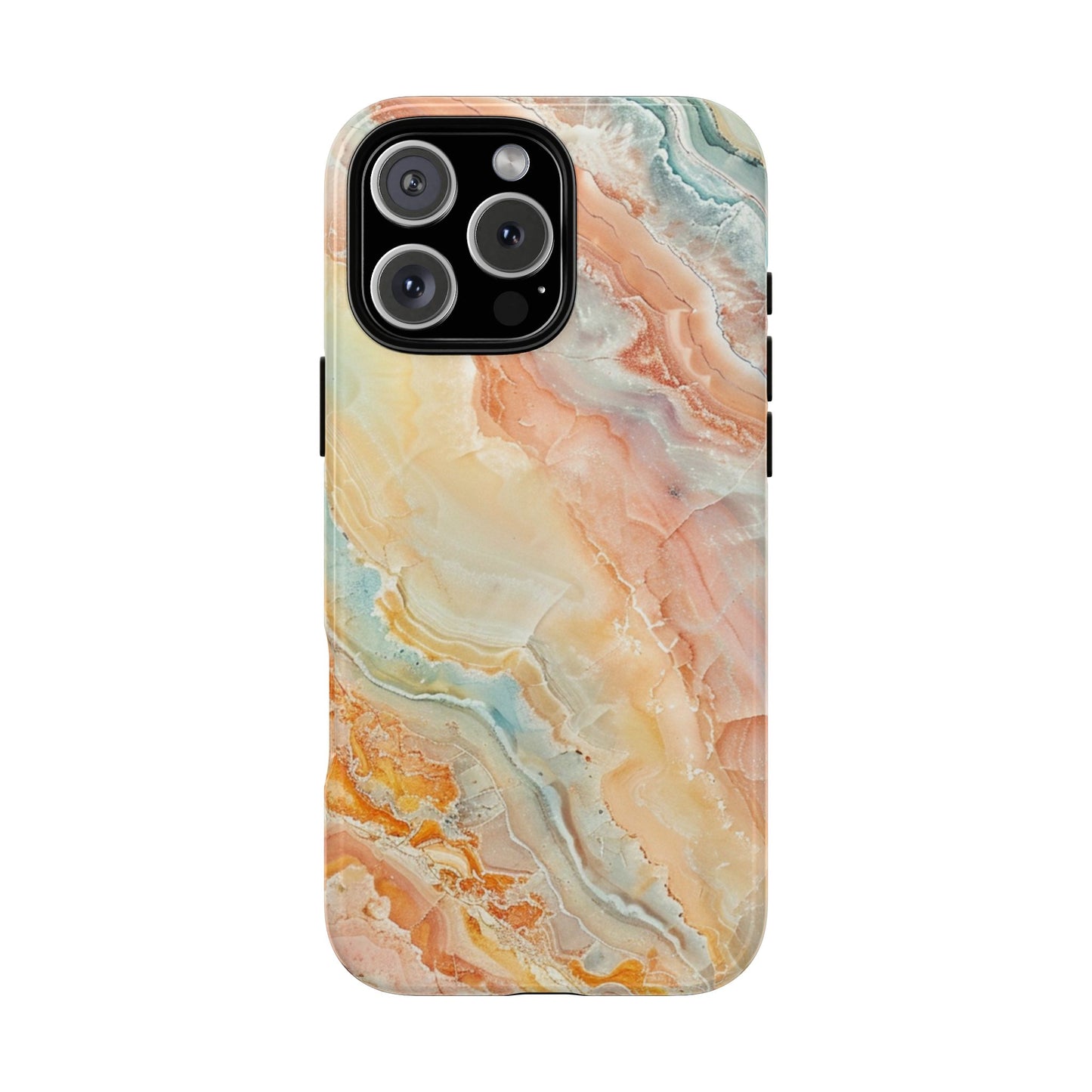 Orange Pastel Marble - Tough Cases With Soft Lining For iPhone 16 to 14