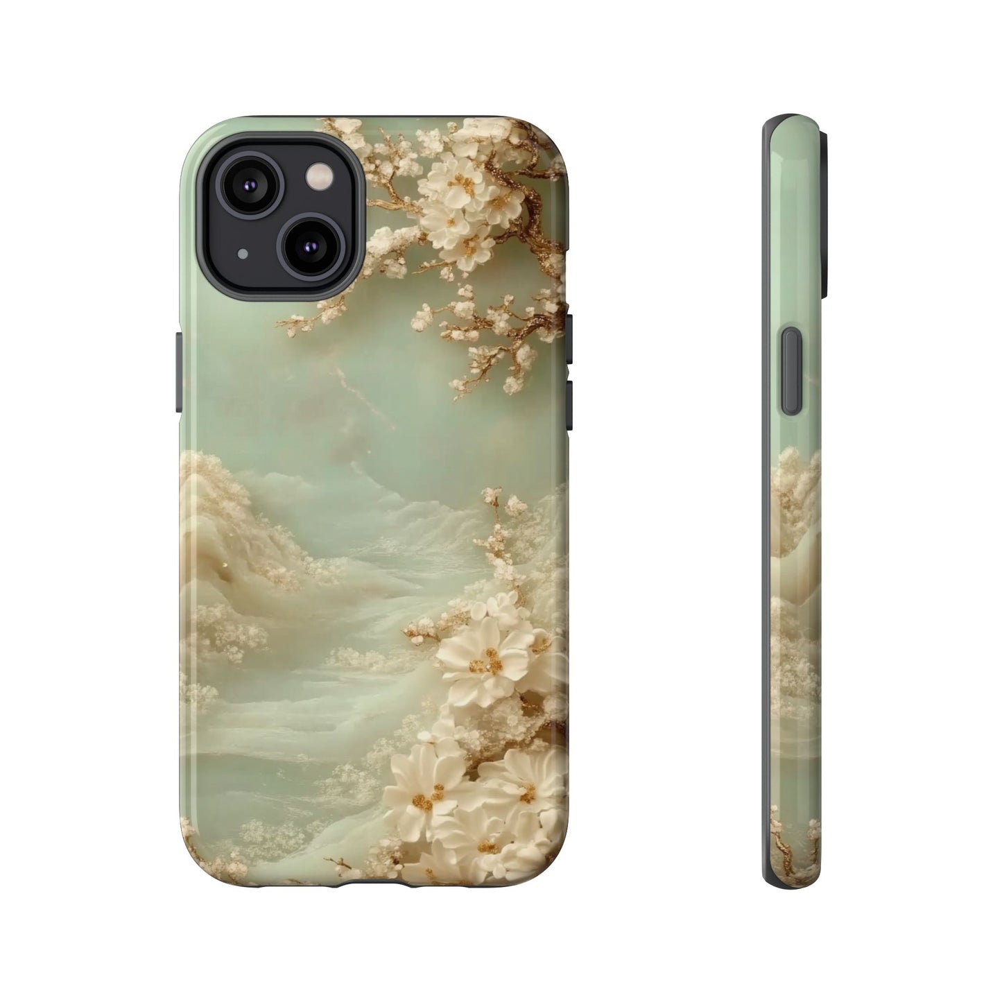 Jade Blossom - Dual Layer Case, soft case with hard shell for iPhone 16 to 13