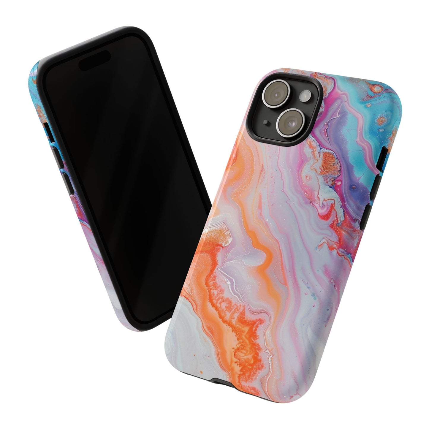 Crazy Orange Marble - Tough Cases With Soft Lining For iPhone 16 to 14