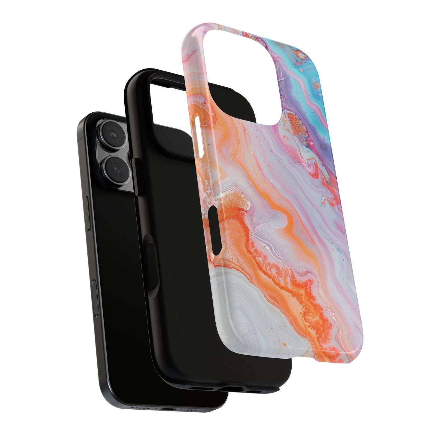 Crazy Orange Marble - Tough Cases With Soft Lining For iPhone 16 to 14