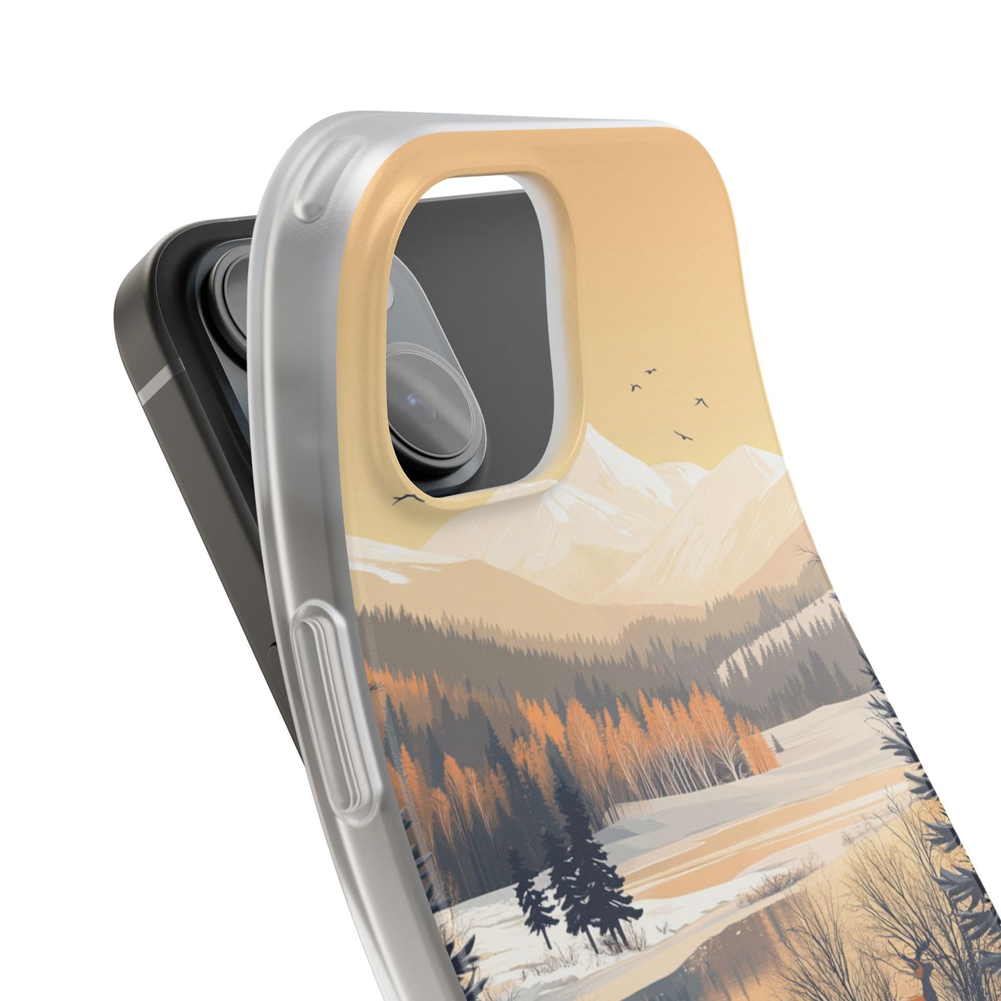 Warm Winter Mountains Minimal 1 - Flexi Case For iphone 16, iphone 15, iphone 14, all models