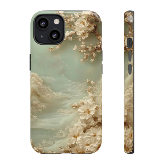 Jade Blossom - Dual Layer Case, soft case with hard shell for iPhone 16 to 13