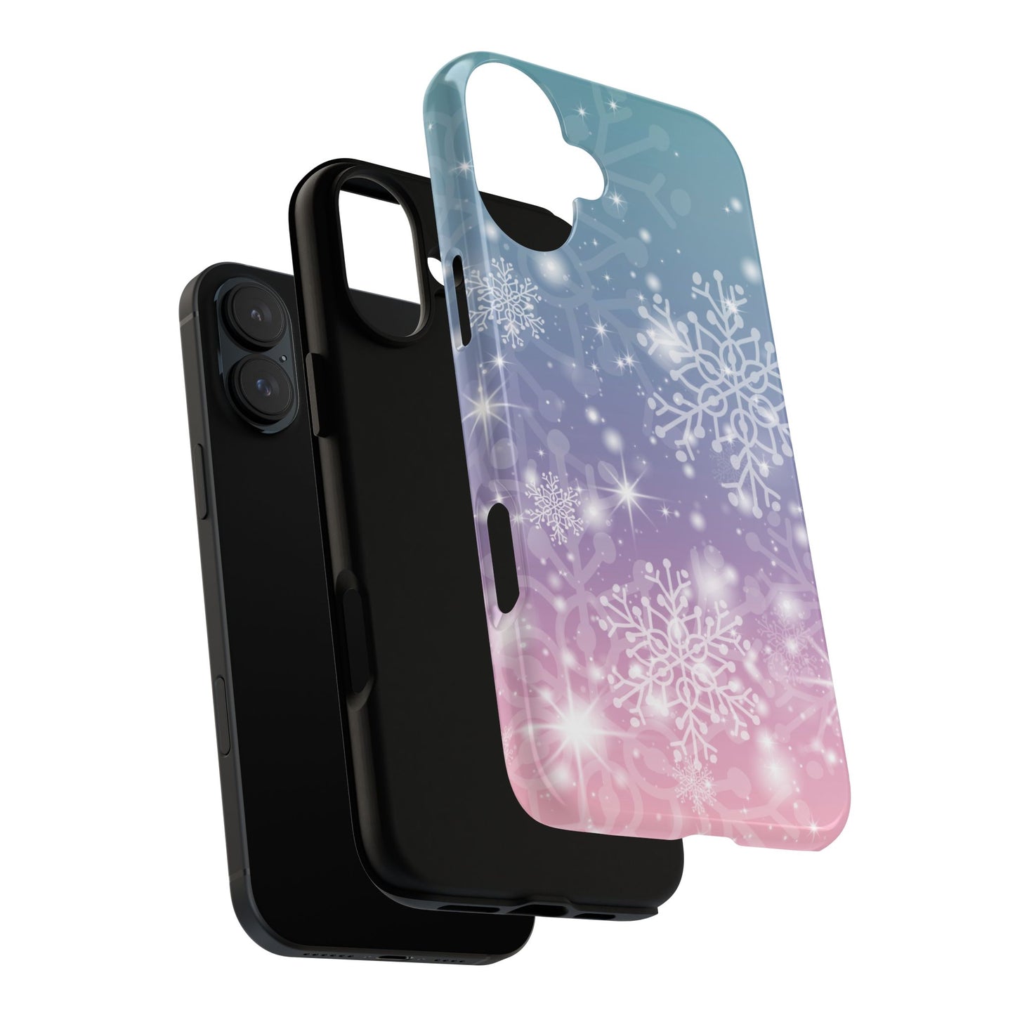 Snowflakes - Dual Layer Case, soft case hard shell for iPhone 16/15/14