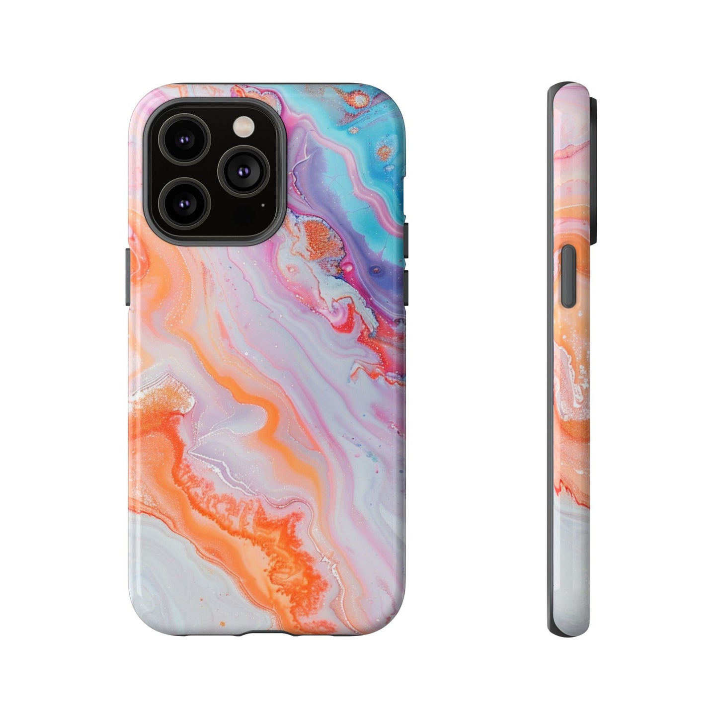 Crazy Orange Marble - Tough Cases With Soft Lining For iPhone 16 to 14