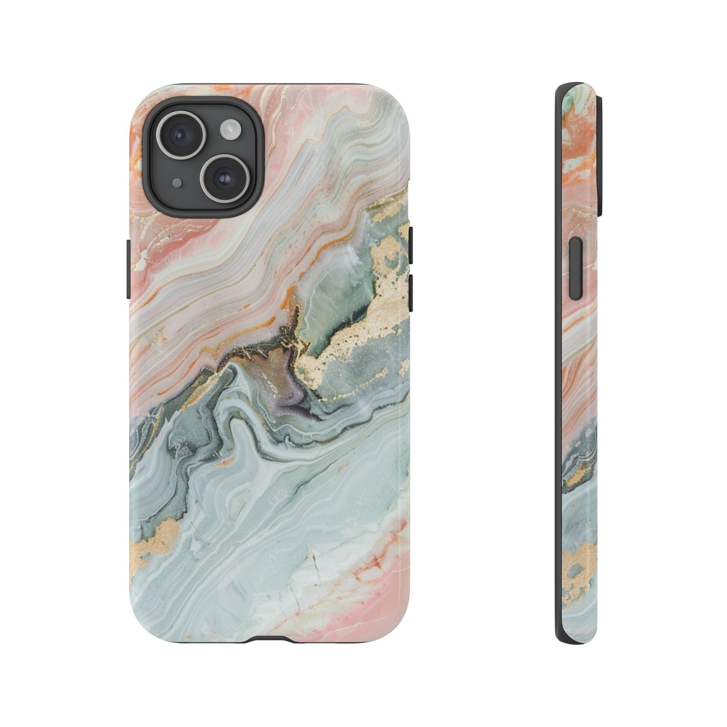 Pink Gold Marble - Tough Cases With Soft Lining For iPhone 16 to 14