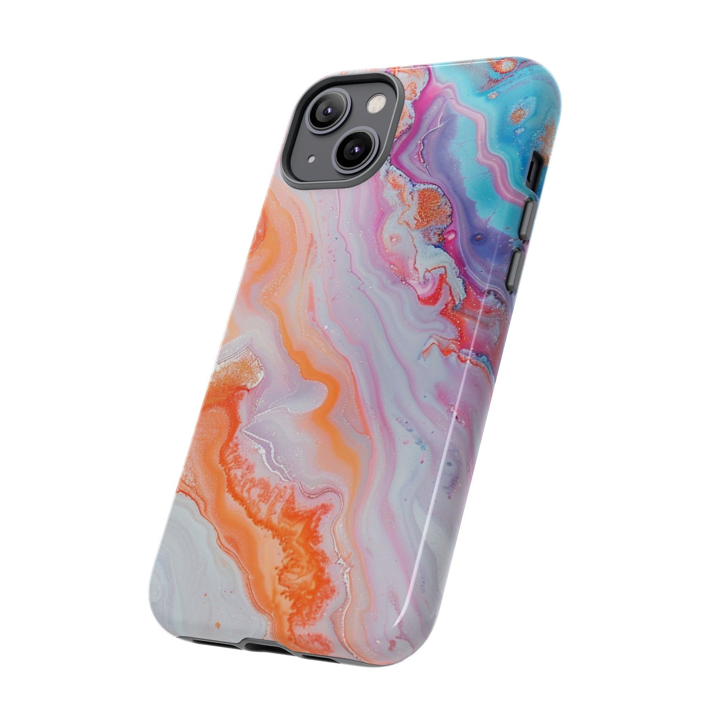 Crazy Orange Marble - Tough Cases With Soft Lining For iPhone 16 to 14