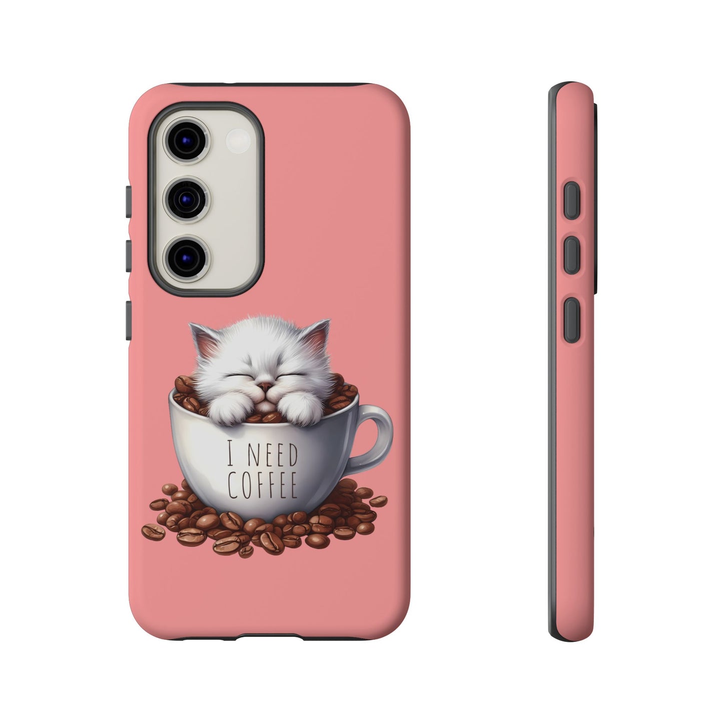 I NEED COFFEE - pink - Dual Layer Case, soft case hard shell for Samsung Galaxy S24 to S22