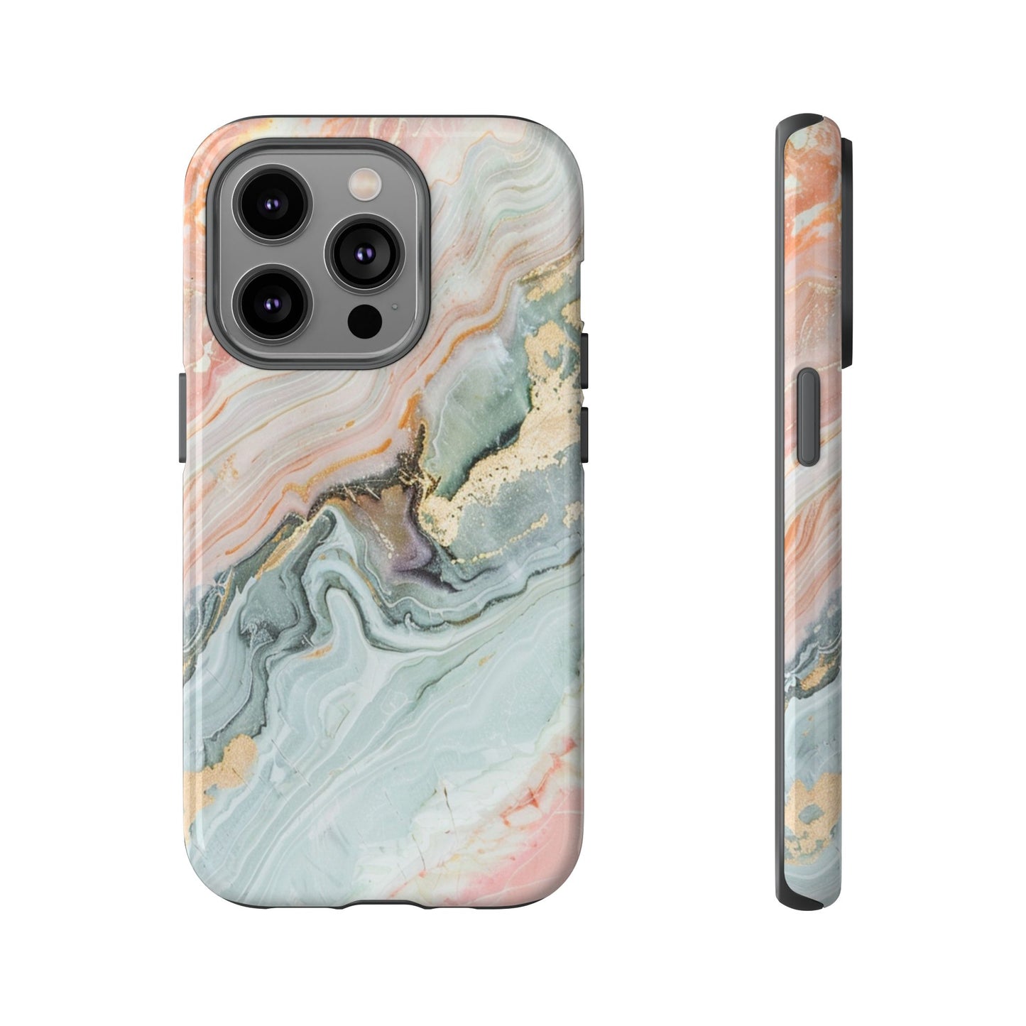 Pink Gold Marble - Tough Cases With Soft Lining For iPhone 16 to 14