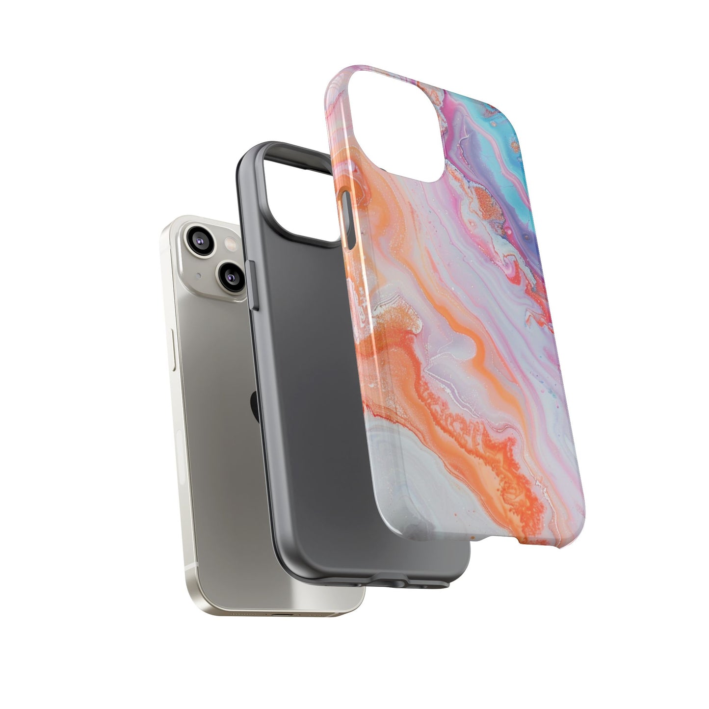 Crazy Orange Marble - Tough Cases With Soft Lining For iPhone 16 to 14