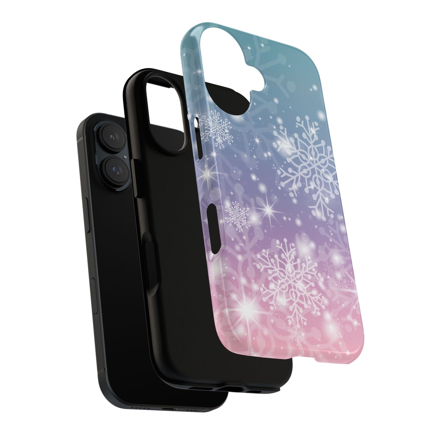 Snowflakes - Dual Layer Case, soft case hard shell for iPhone 16/15/14