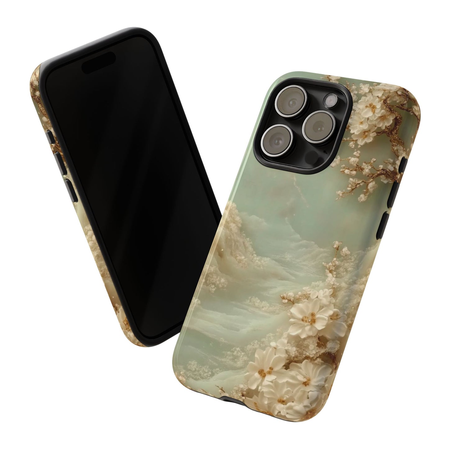 Jade Blossom - Dual Layer Case, soft case with hard shell for iPhone 16 to 13