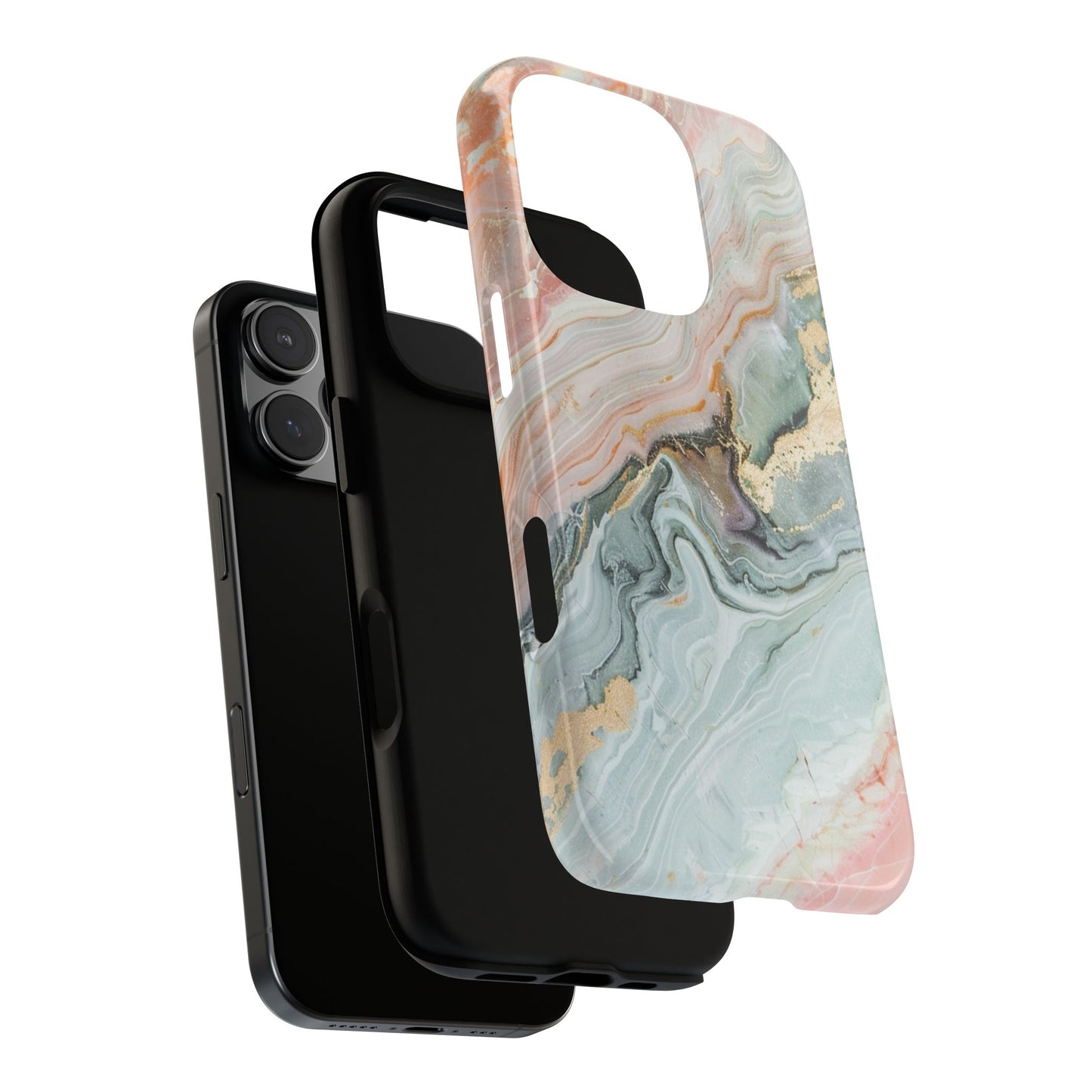 Pink Gold Marble - Tough Cases With Soft Lining For iPhone 16 to 14