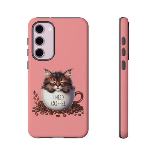 I NEED COFFEE 2 - pink - Dual Layer Case, soft case hard shell for Samsung Galaxy S24 to S22