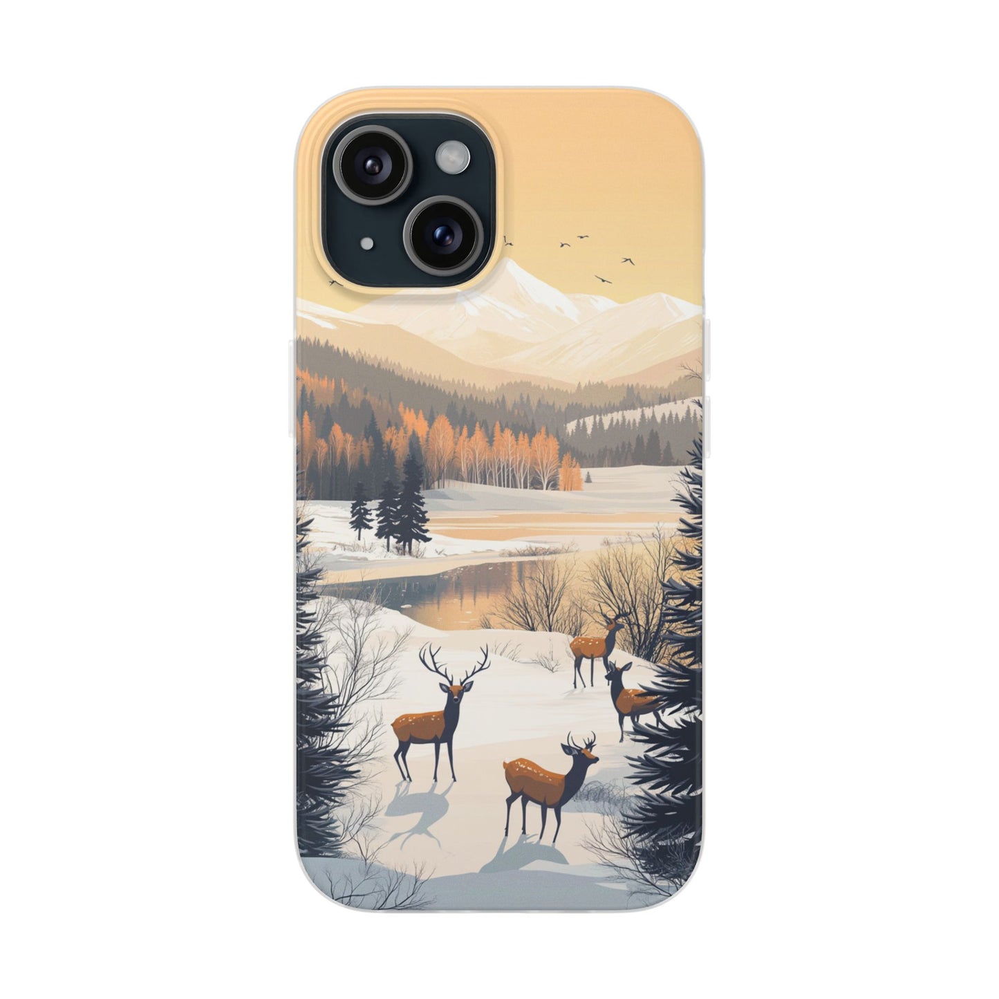 Warm Winter Mountains Minimal 1 - Flexi Case For iphone 16, iphone 15, iphone 14, all models