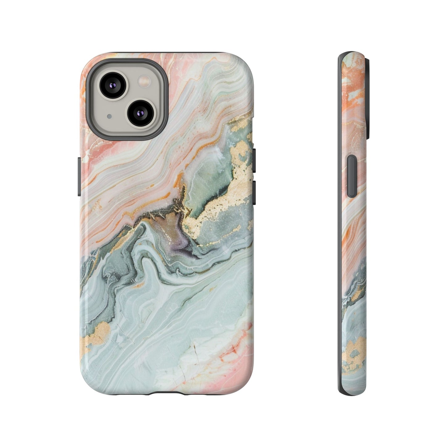 Pink Gold Marble - Tough Cases With Soft Lining For iPhone 16 to 14