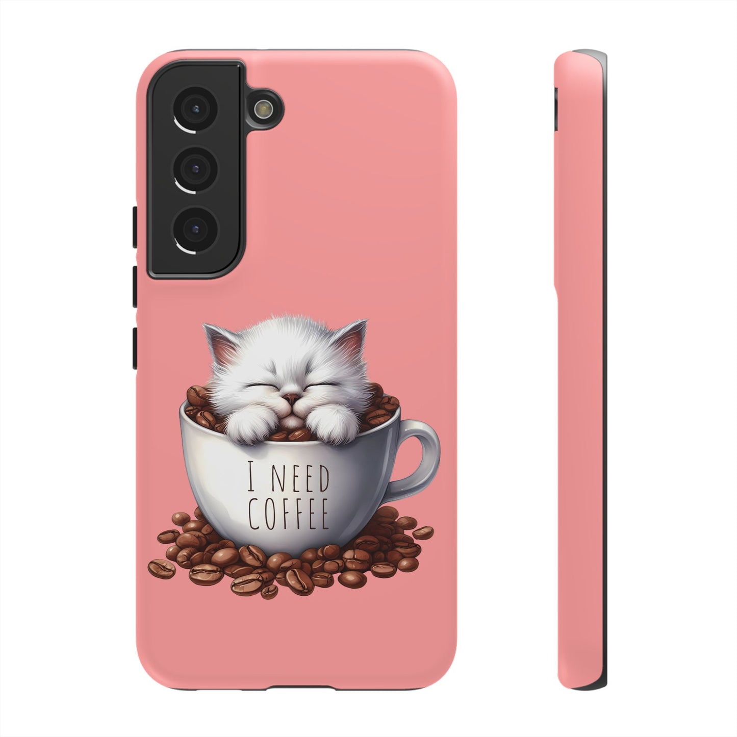 I NEED COFFEE - pink - Dual Layer Case, soft case hard shell for Samsung Galaxy S24 to S22