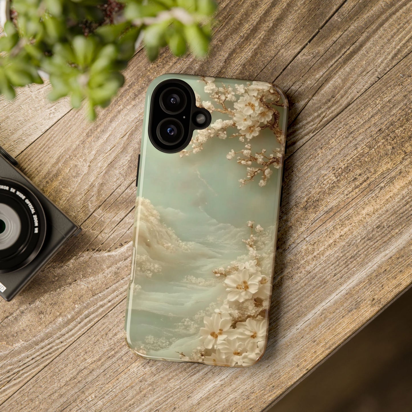 Jade Blossom - Dual Layer Case, soft case with hard shell for iPhone 16 to 13