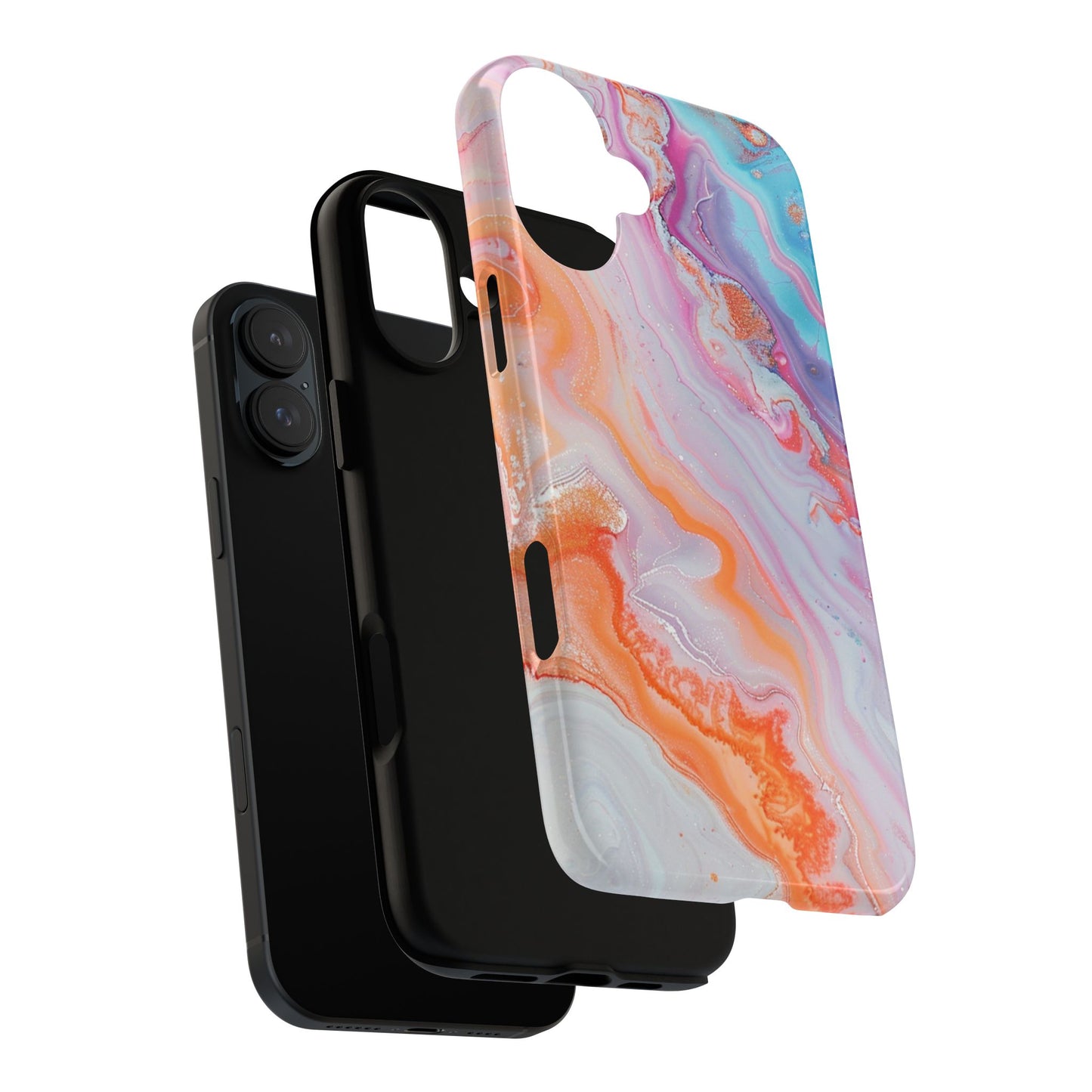 Crazy Orange Marble - Tough Cases With Soft Lining For iPhone 16 to 14