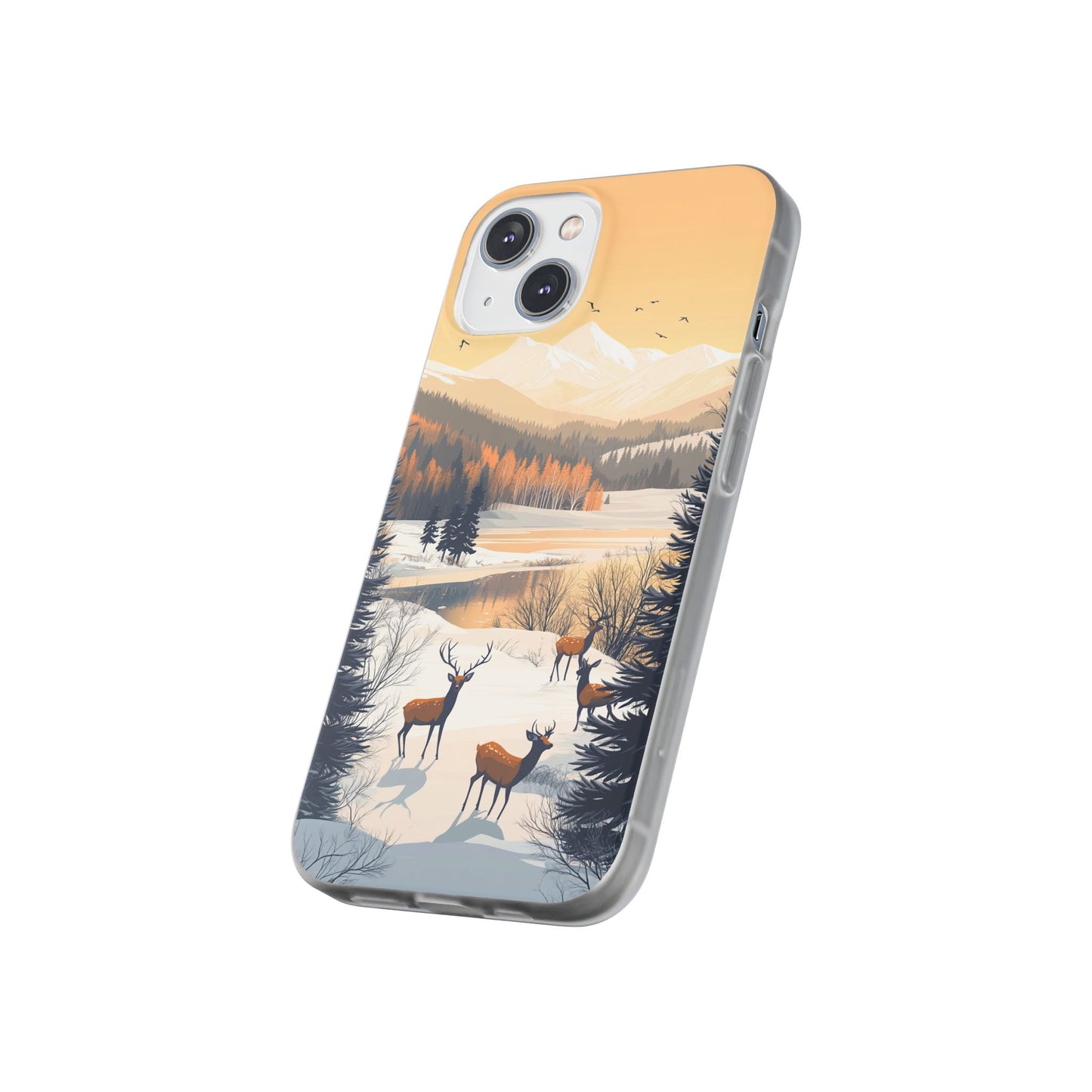 Warm Winter Mountains Minimal 1 - Flexi Case For iphone 16, iphone 15, iphone 14, all models