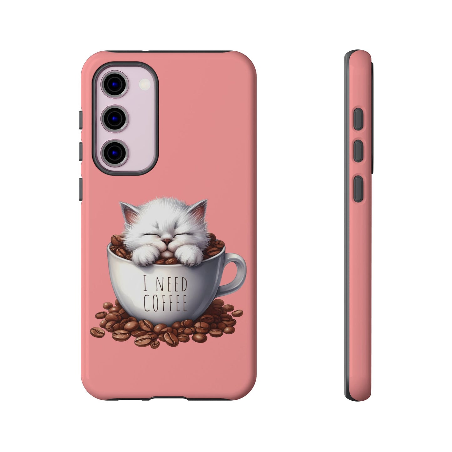 I NEED COFFEE - pink - Dual Layer Case, soft case hard shell for Samsung Galaxy S24 to S22