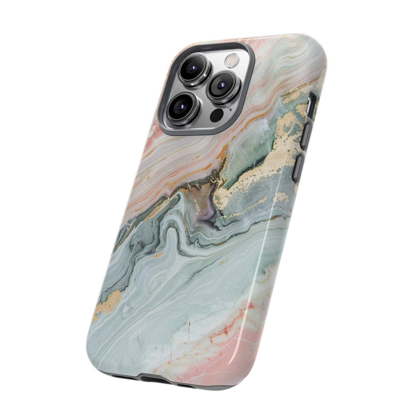 Pink Gold Marble - Tough Cases With Soft Lining For iPhone 16 to 14