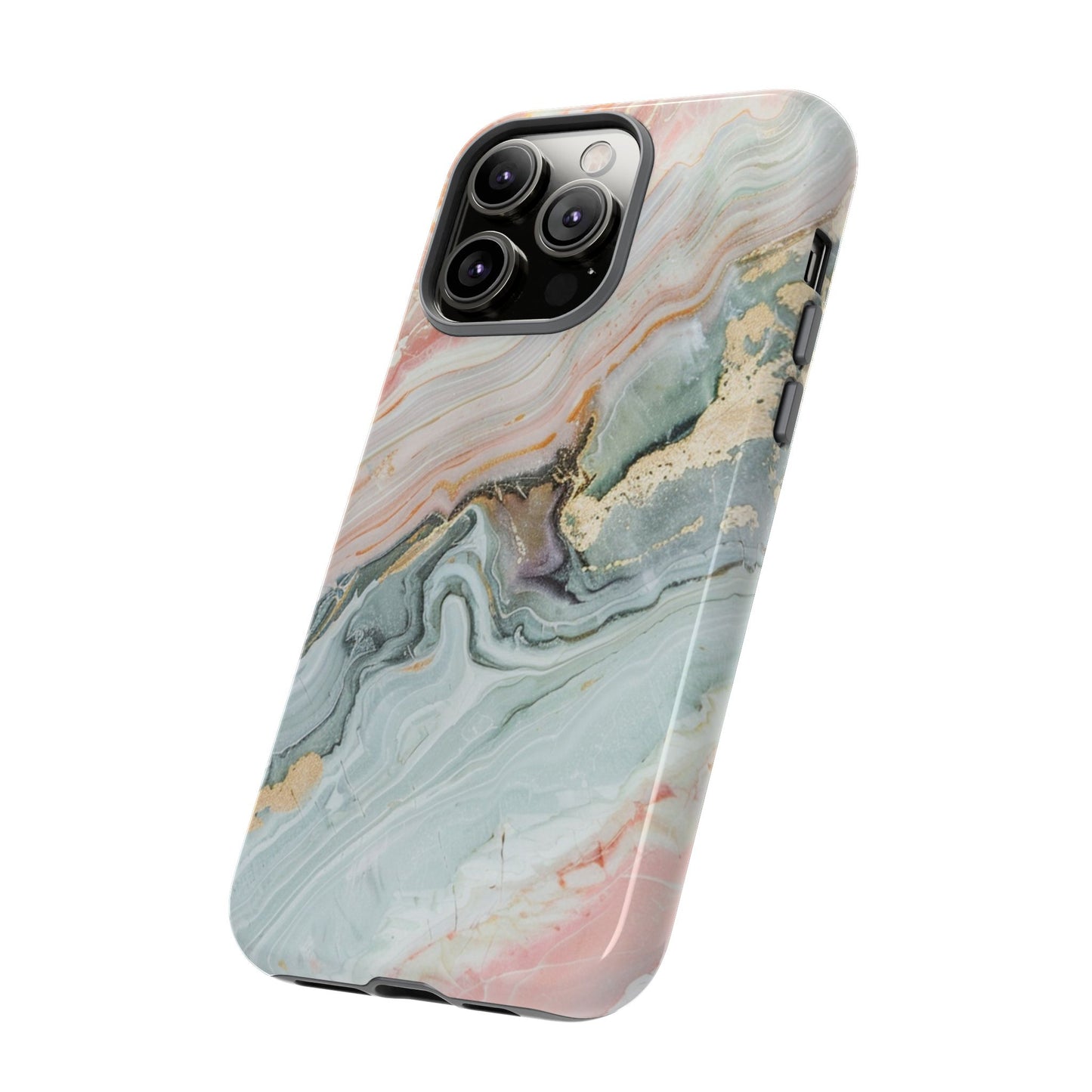 Pink Gold Marble - Tough Cases With Soft Lining For iPhone 16 to 14