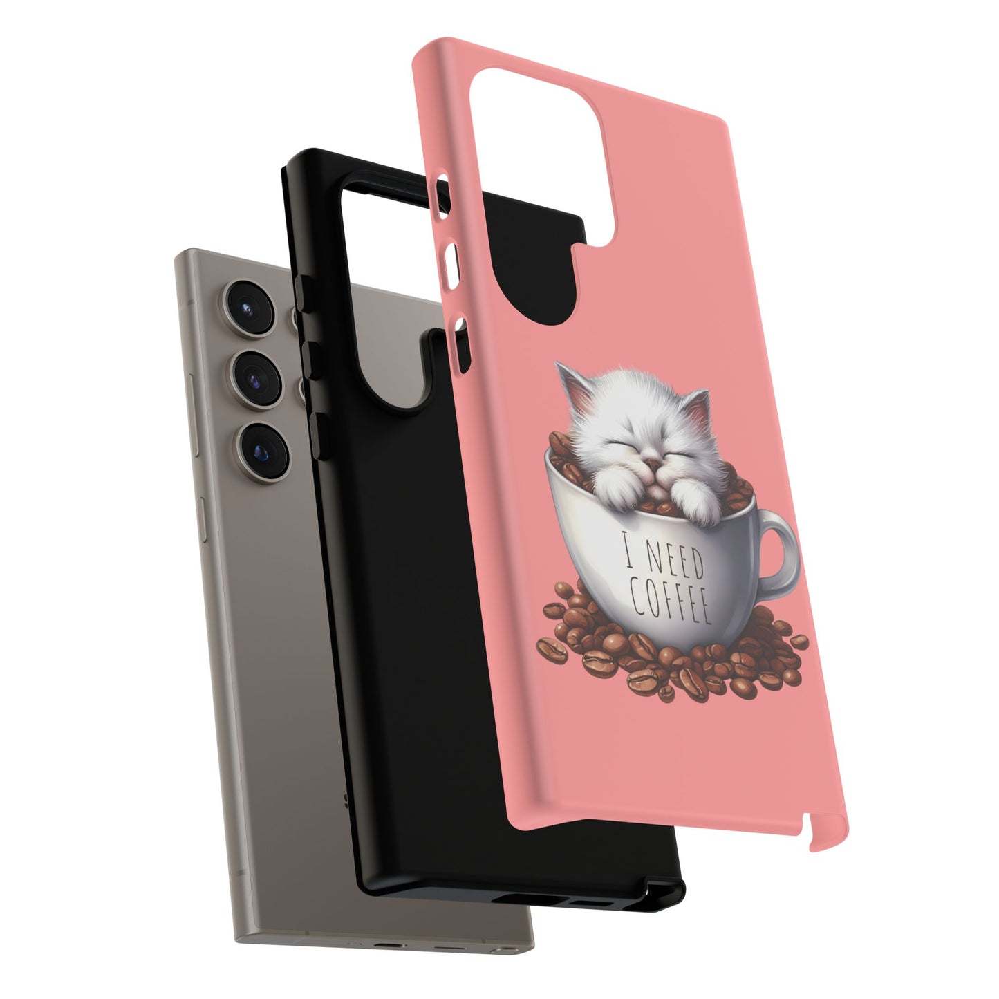 I NEED COFFEE - pink - Dual Layer Case, soft case hard shell for Samsung Galaxy S24 to S22