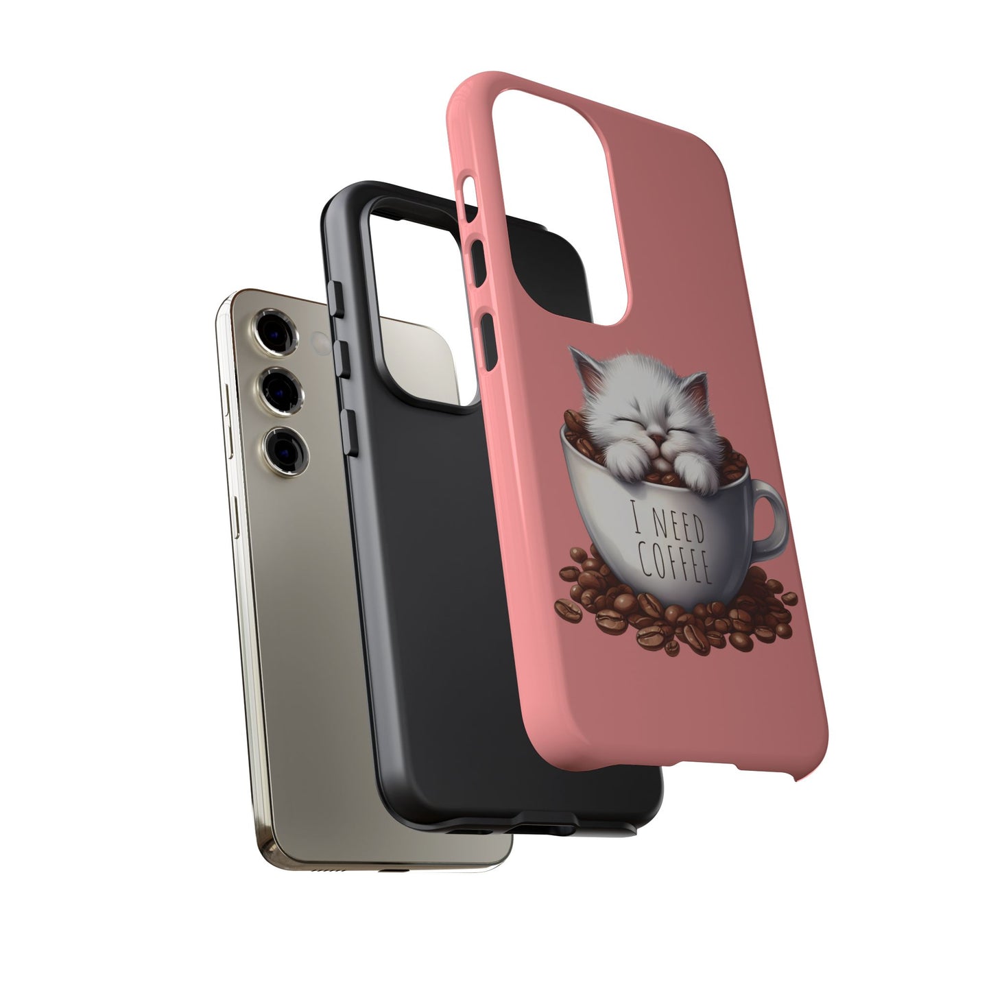 I NEED COFFEE - pink - Dual Layer Case, soft case hard shell for Samsung Galaxy S24 to S22